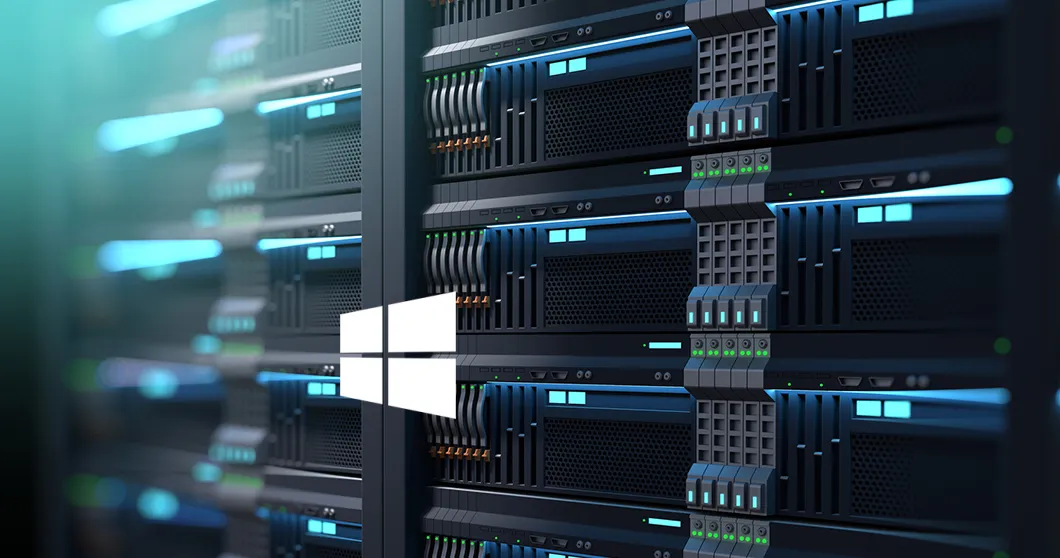 Bastidores de servidores de Windows en el centro de datos